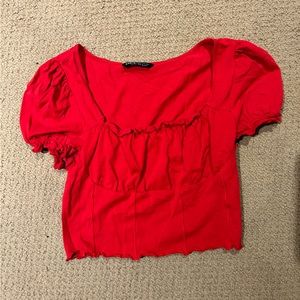 Red cropped shirt